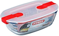 Pyrex 203228 Cook & heat szögletes sütőtál, műanyag tetővel 17x10x5 cm 0,4l kép
