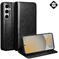 Qialino GP-177245 Samsung s25 fe  tok álló, valódi bőr flip, asztali tartó, fekete kép