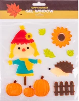 Qx 312853 Ablakzselé 25x20 cm madárijesztő sünivel és tökkel kép