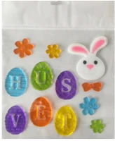 Qx 312905 Ablakzselé  nyuszi és tojások 20x25 cm kép