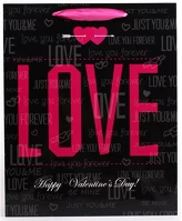 Qx 337744 Dísztasak fényes 18x23 cm fekete/piros love kép