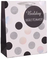 Qx 339533 Dísztasak matt 26x32 cm boldog születésnapot pöttyös kép