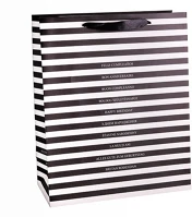 Qx 349886 Dísztasak matt 26x32 cm fekete-fehér csíkos kép