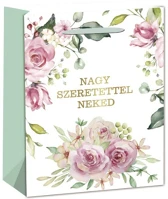 Qx 351053 Dísztasak matt 11x14 cm rózsaszínű rózsák kép