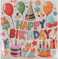Qx 364323 Szalvéta 33x33 cm happy birthday muffin 20 db/csomag kép