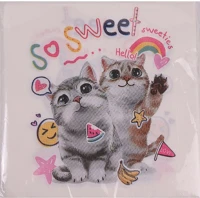 Qx 364328 Szalvéta 33x33 cm cicás 20 db/csomag kép