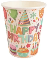 Qx 364343 Party pohár 2,7 dl happy birthday muffin 10 db/csomag kép