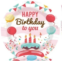 Qx 364362 Party tányér 23 cm happy birthday 10 db/csomag kép