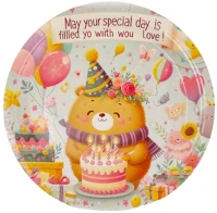 Qx 364363 Party tányér 23 cm happy birthday muffin 10 db/csomag kép