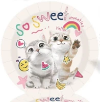 Qx 364368 Party tányér 23 cm cicás 10 db/csomag kép