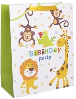 Qx 370238 Dísztasak matt 18x23 cm állati happy birthday party kép