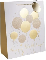 Qx 370359 Dísztasak matt 18x23 cm arany lufik happy birthday! felirattal kép