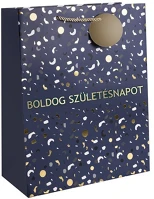 Qx 370361 Dísztasak matt 18x23 cm kék/arany boldog születésnapot felirattal kép