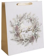 Qx 370374 Dísztasak matt 18x23 cm koszorú merry christmas felirattal kép