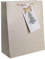 Qx 370451 Dísztasak glitteres 31x42 cm arany kártyával kép