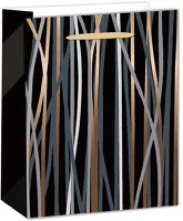 Qx 370485 Dísztasak matt 11x14 cm fekete/bronz csíkos kép