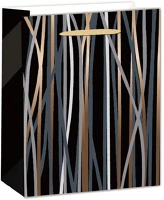 Qx 370489 Iris matt papírtasak boros fekete/bronz csíkos 12 x 36cm kép