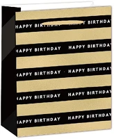 Qx 370574 Dísztasak matt 11x14 cm fekete/arany happy birthday kép