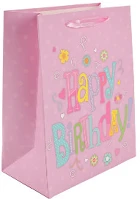 Qx 370582 Dísztasak matt 26x32 cm lila happy birthday kép