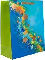 Qx 370724 Dísztasak matt 18x23 cm tejút arany csillagok kép