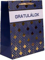 Qx 370749 Dísztasak matt 26x32 cm kék/arany gratulálok kép