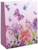 Qx 371240 Dísztasak matt 26x32 cm lila lepke és virág kép