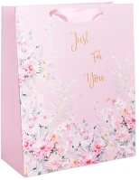 Qx 371244 Dísztasak matt 26x32 cm rózsaszín virágos just for you felirattal kép