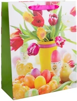 Qx 371476 Dísztasak matt 26x32 cm tulipáncsokor és tojások kép