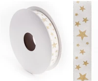 Qx 447154 Iris szalag textil csillagos krém 15mm/10méter kép