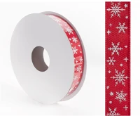 Qx 447873 Iris szalag hópihés piros 15mm/10méter kép