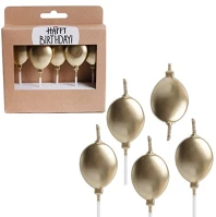 Qx 497378 Gyertya léggömb alakú arany/ezüst 5 db/csomag kép