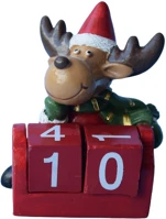 Qx 499847 Karácsonyi öröknaptár 9x7 cm polirezi rénszarvas kép