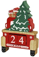 Qx 58700 Karácsonyi öröknaptár 12x18 cm fa dzsip piros kép