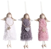 Qx 58922 Karácsonyi angyal szőrmés akasztóval vegyes minták kép