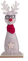 Qx 59115 Karácsonyi dísz fa+filc rénszarvas piros kendővel talppal kép
