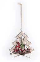 Qx 59281 Karácsonyi dísz fa fenyő rénszarvassal akasztóval natur kép
