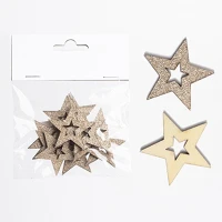 Qx 59687 Karácsonyi dekor fa csillag arany glitteres 12 db-os klt. kép