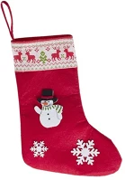 Qx 59718 Karácsonyi zokni 27 cm textil akasztós hóemberes kép