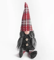 Qx 60216 Karácsonyi orrszakáll lány textil 16 cm fekete-piros kép