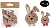 Qx 65734 Húsvéti dekor fa akasztós nyuszi 8x5 cm 4 db/csomag kép