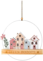 Qx 65772 Dekor kopogtató fa led házsor 24 cm kép