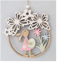 Qx 65954 Húsvéti fa akasztós nyuszi virággal 7,5x9 cm kép