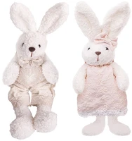 Qx 68947 Iris dekor textil nyuszi fehér/lila virágmintás 2 szortiment 16cm kép