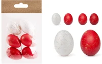 Qx 72009 Húsvéti tojásdekoráció piros/fehér 6 db/csomag kép