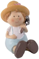 Qx FIÚ ÜLŐ+ÁSÓ Iris dekor műgyanta fiú ülő+ásó kék 5,5x8cm kép