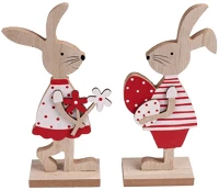 Qx 65710 Iris dekor fa nyúl fiú/lány álló piros/fehér 2 szortiment 9x18cm kép