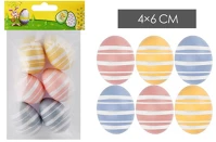 Qx 72219 Iris dekor tojás 6db pasztell csíkos 4x6cm kép