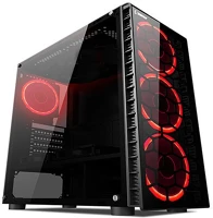 Rampage 29086 Számítógépház - redsky (fekete; edzett üveg; atx; alsó táp; 4x120mm; 1xusb3.0 + 2xusb2.0, i/o; porszűrő) kép
