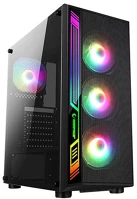 Rampage 33184 Számítógépház - rampart (fekete; edzett ü.; atx; 4x120mm; 1xusb3.0+2xusb2.0, i/o; porszűrő; 600w 80+ bronze táp) kép