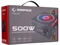 Rampage 500W RGB-500 500w rgb-500 (80 plus bronze; rgb, 12cm ventilátor, aktív pfc) kép